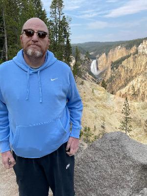 Steve enjoying his trip to the national parks with his father