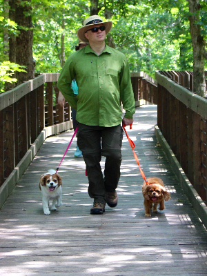 Dr. Stettheimer with the family dogs, Jessie and Millie